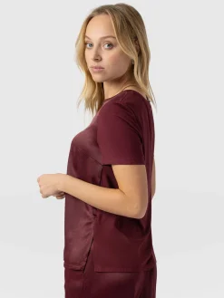 Saint and Sofia Rayner Contrast Tee - Maroon