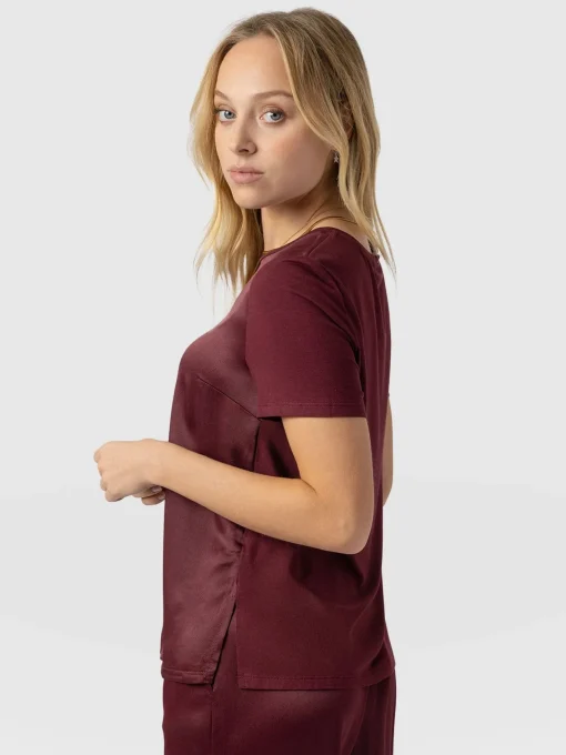 Saint and Sofia Rayner Contrast Tee - Maroon