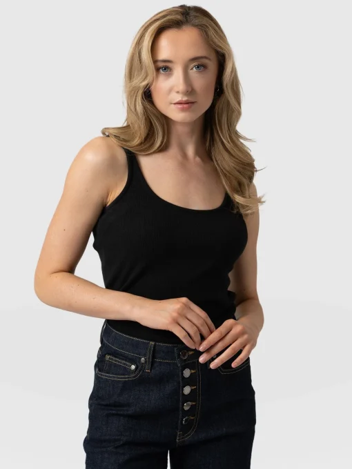 Saint and Sofia Rib Cami - Black