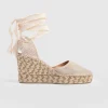 Saint and Sofia Rowe Espadrille Tie Wedges - Cream