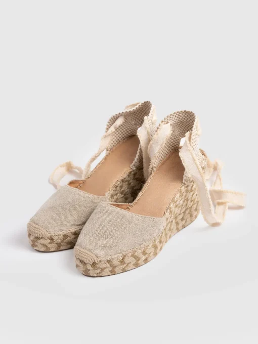 Saint and Sofia Rowe Espadrille Tie Wedges - Cream