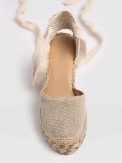 Saint and Sofia Rowe Espadrille Tie Wedges - Cream