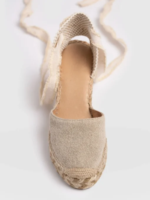 Saint and Sofia Rowe Espadrille Tie Wedges - Cream