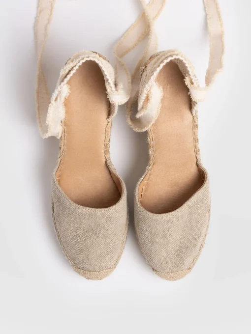 Saint and Sofia Rowe Espadrille Tie Wedges - Cream