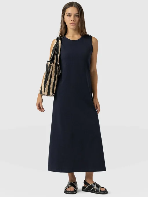 Saint and Sofia Sleeveless Runway Maxi Dress - Navy