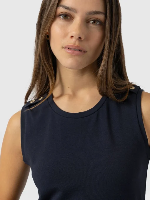 Saint and Sofia Sleeveless Runway Maxi Dress - Navy