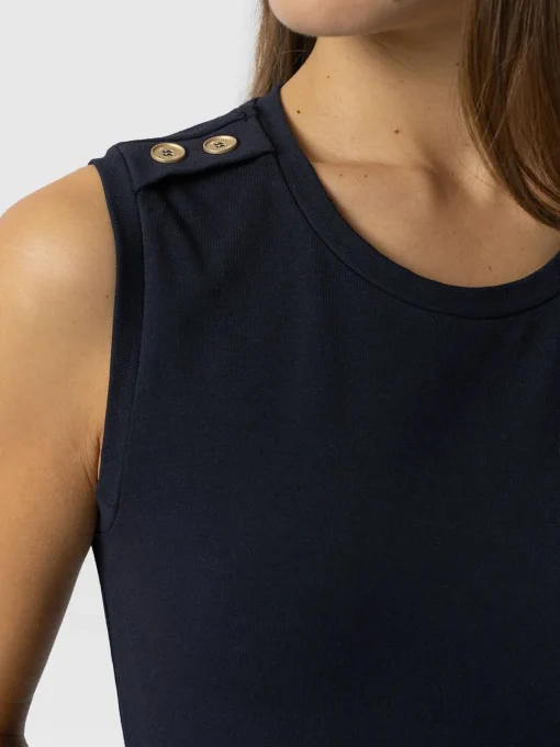 Saint and Sofia Sleeveless Runway Maxi Dress - Navy