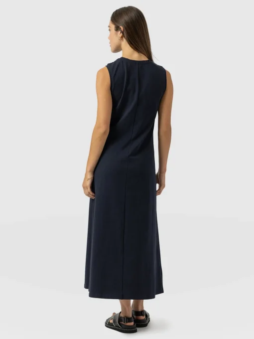 Saint and Sofia Sleeveless Runway Maxi Dress - Navy