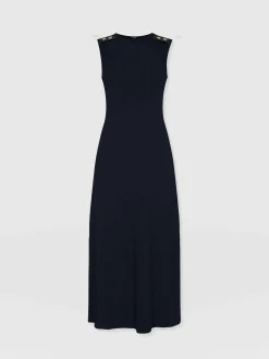Saint and Sofia Sleeveless Runway Maxi Dress - Navy