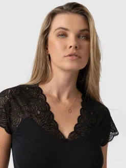 Saint and Sofia Sophia Lace Tee - Black