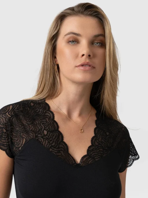 Saint and Sofia Sophia Lace Tee - Black