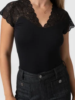 Saint and Sofia Sophia Lace Tee - Black