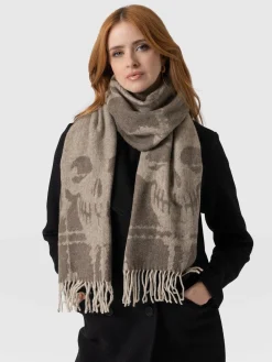 Saint and Sofia Sutton Skull Scarf - Beige