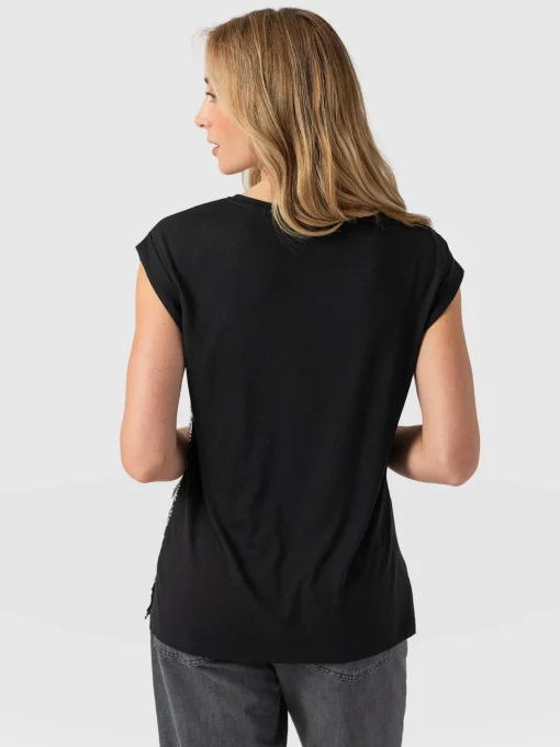 Saint and Sofia Turn Up Contrast Tee - Cream Snake