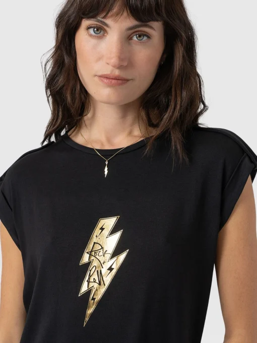 Saint and Sofia Turn Up Tee - Black Rock N Roll