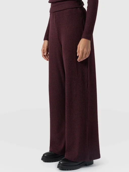Saint and Sofia Victory Rib Wide Leg Pant - Burgundy