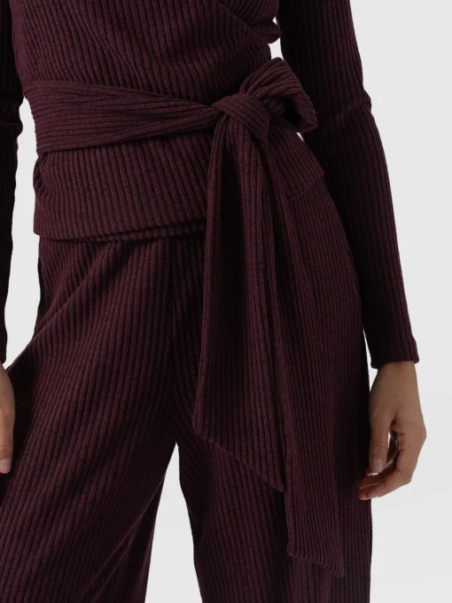 Saint and Sofia Victory Rib Wide Leg Pant - Burgundy