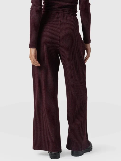 Saint and Sofia Victory Rib Wide Leg Pant - Burgundy