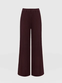 Saint and Sofia Victory Rib Wide Leg Pant - Burgundy
